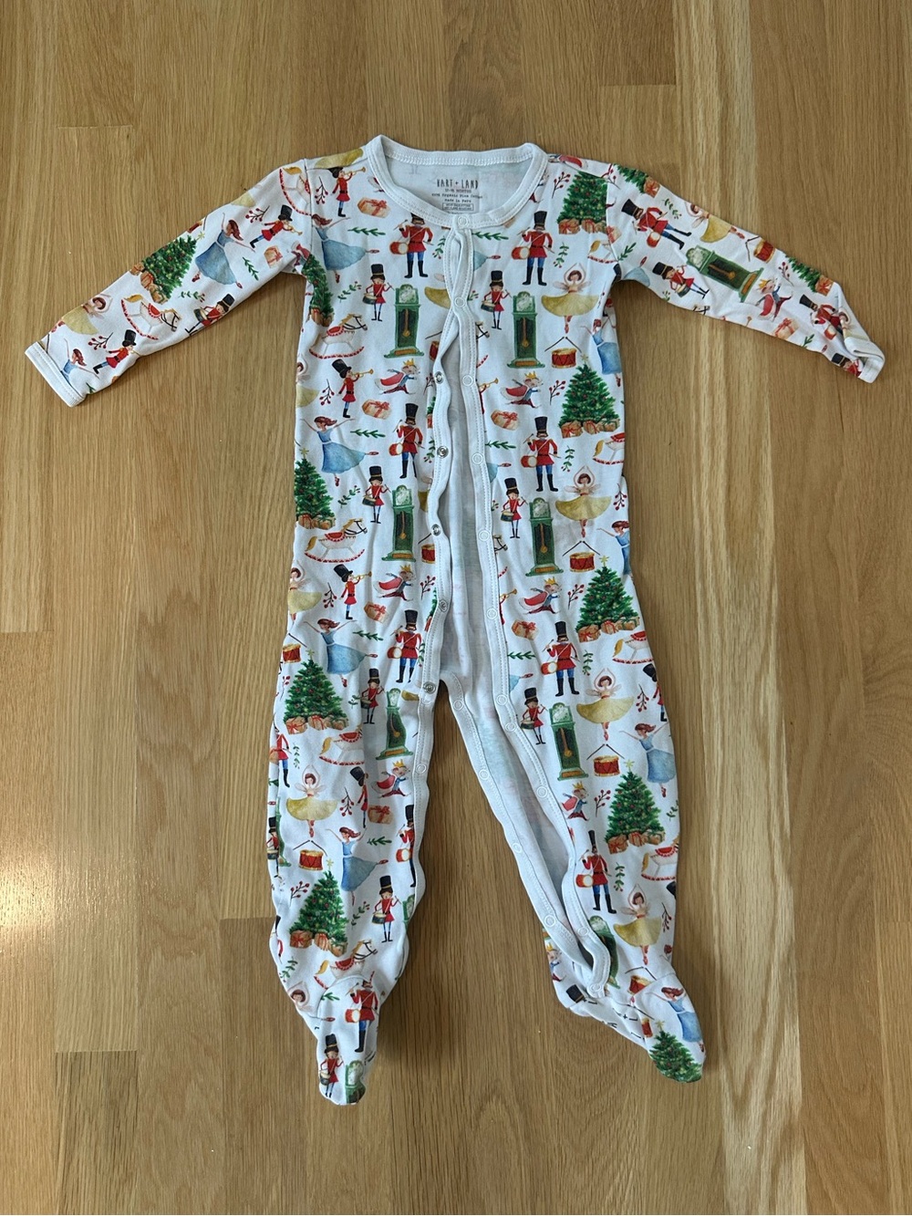 Hart & Land Baby Holiday Nutcracker Print One-Piece Footed Pajamas, 12-18 months